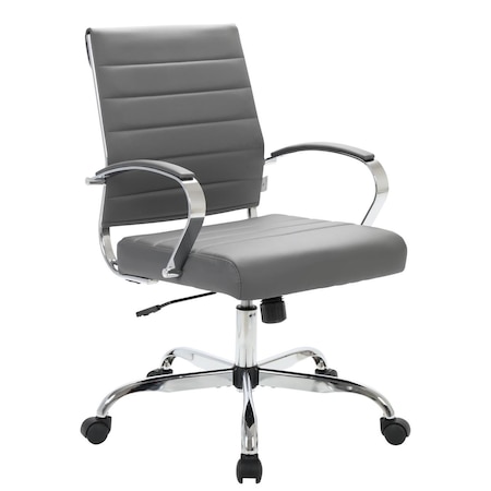 Kd Benmar Leather Office Chair, Grey KD2443671